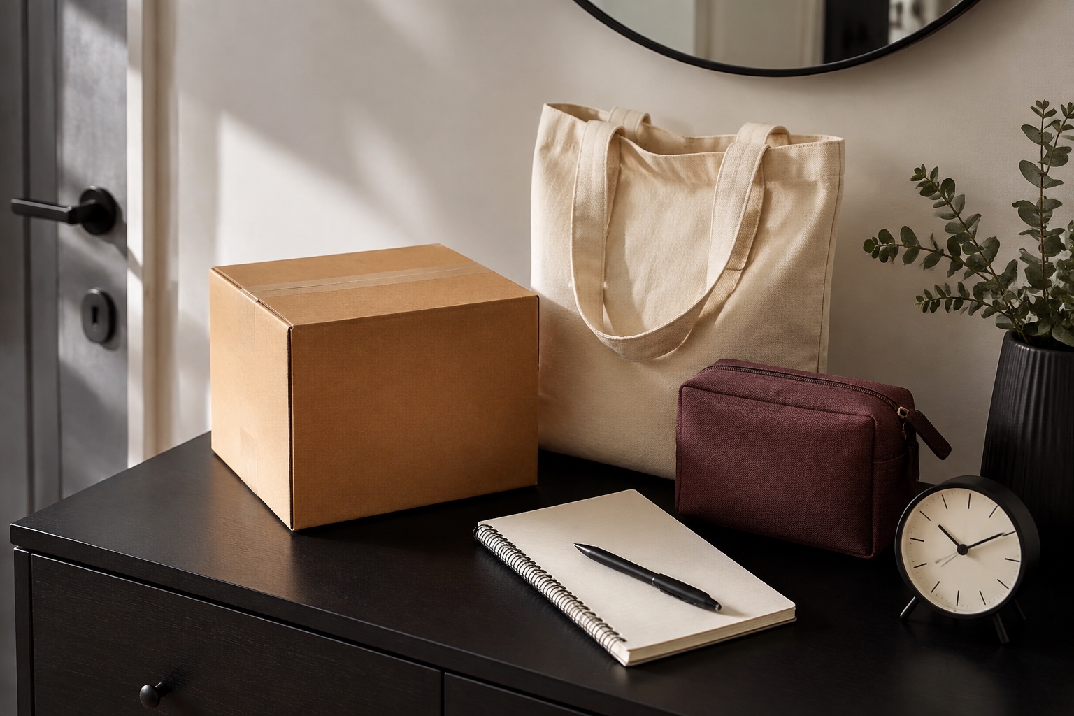Unmarked parcel prepared for private delivery planning in New York